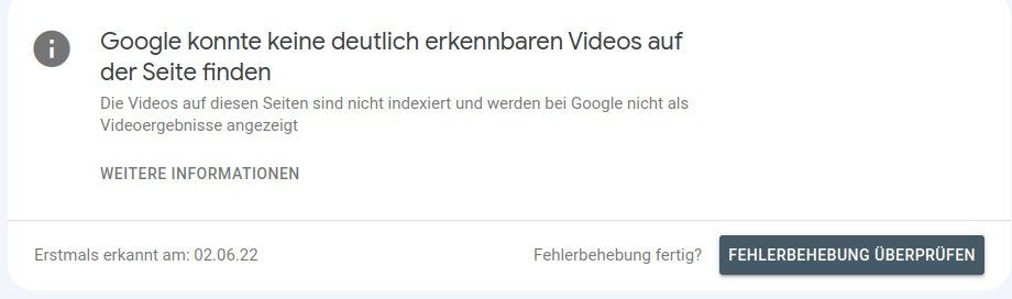 Meldung: Google konnte keine eindeutigen Videos erkennen 