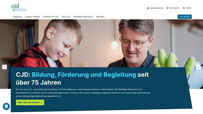 Screenshot der Startseite des cjd.de