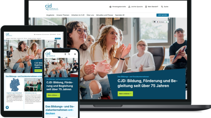 CJD Webseite auf verschiedenen Endgeräten