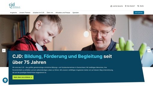 Screenshot der Startseite des cjd.de
