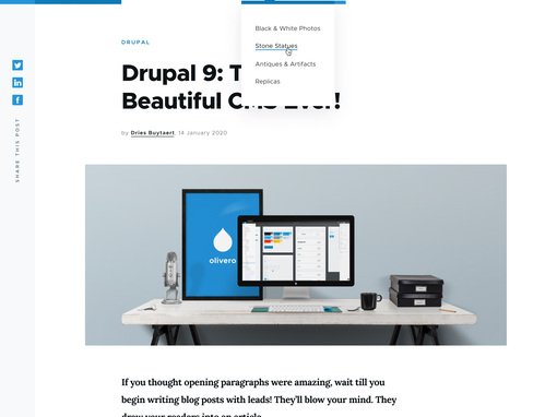 Olivero - das neue Frontend-Theme von Drupal 9