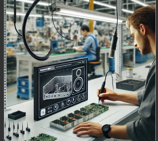 Ein Mitarbeiter sieht Produktionsprozesse digital auf einem Bildschirm.